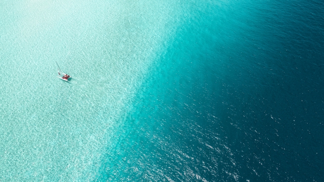 arial shot of the sea