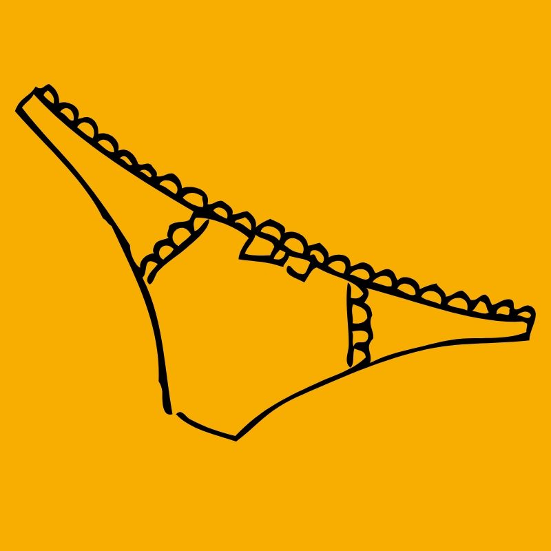 A drawing of a pair of ladies pants against a yellow background
