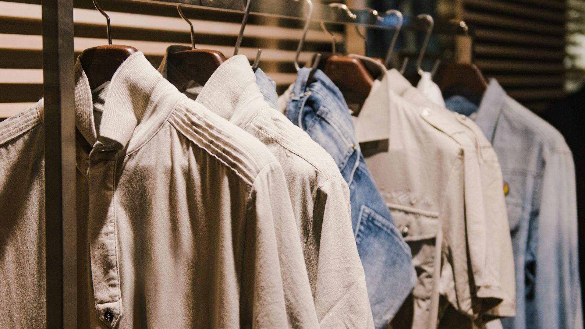 hanging rack with shirts on hangers