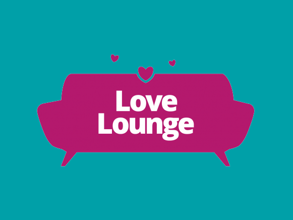 The "Love Lounge" logo. It's a stylised couch with loveheart motifs.