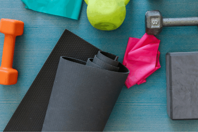 A collection of workout equipment