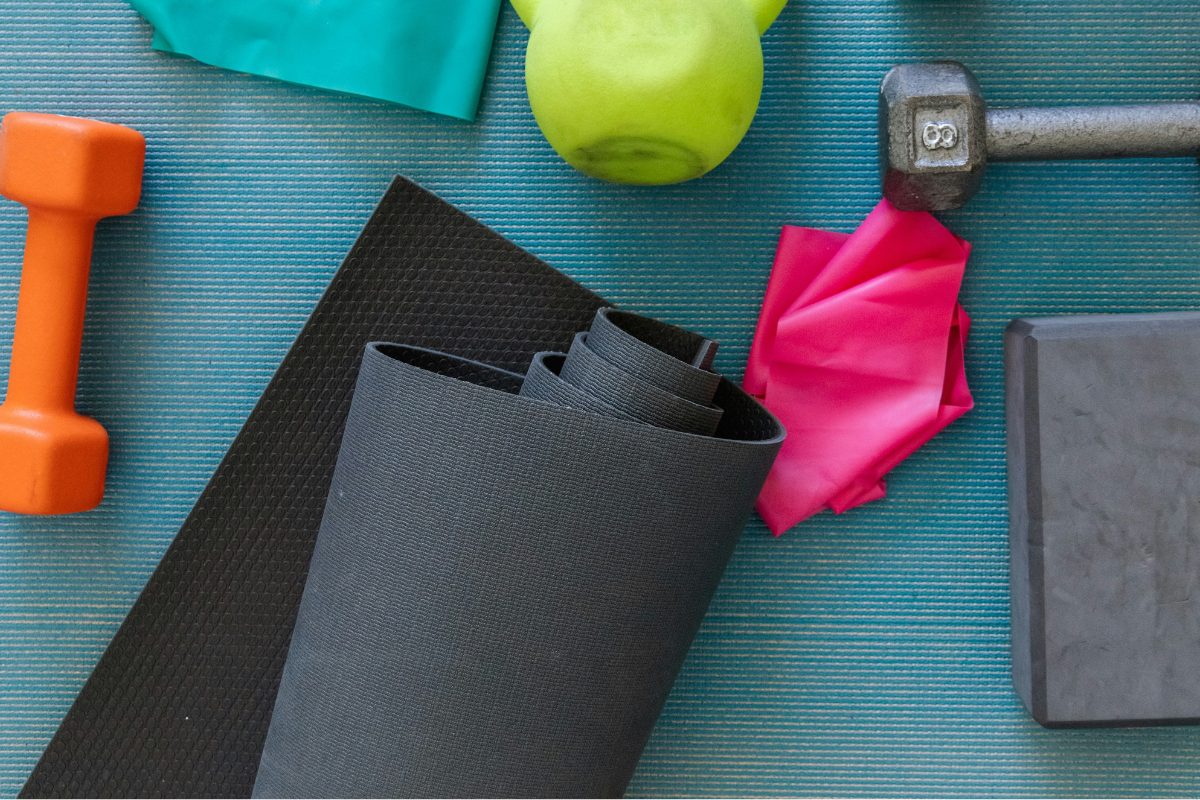 A collection of workout equipment